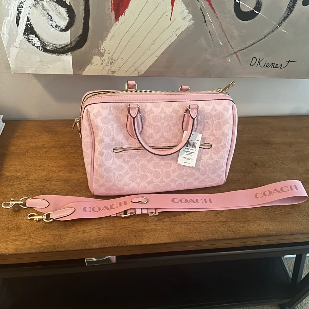 Coach Light Pink Signature Satchel - Picture 10 of 12